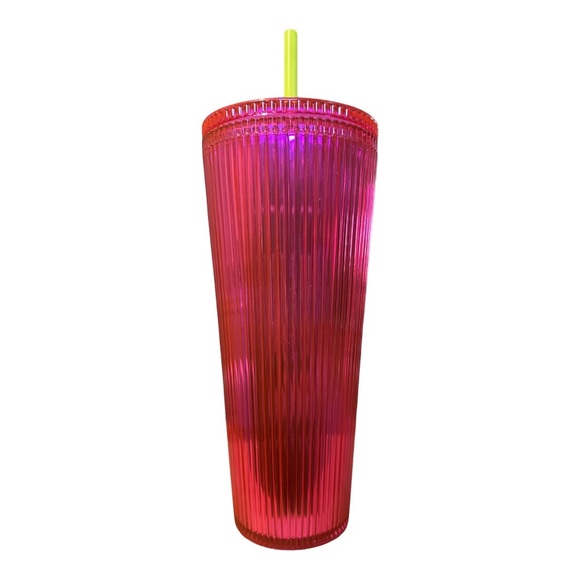 Starbucks Summer 2023 Pleated Magenta  24oz Cold Cup Pink Tumbler NWT - Picture 2 of 4